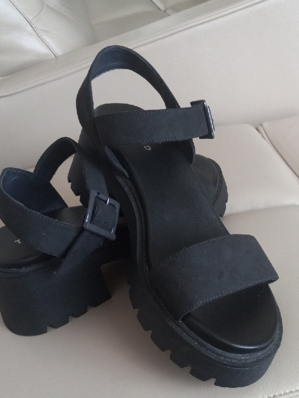 torrid Black Platform Chunky-Heel Sandals with Ankle Buckle - Picture 4 of 16